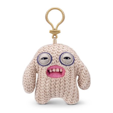 Fuggler Krem Örgü Mr. Needles Peluş Anahtarlık Seri 6 Orijinal ZURU Koleksiyon Çanta Süsü 11.5 cm