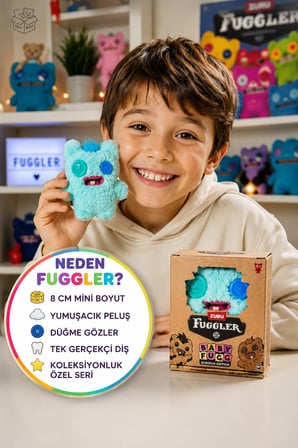 Fuggler Baby Fugg Screech Peluş Oyuncak ZURU Mini Koleksiyon Figürü Mavi Yeşil 8 cm