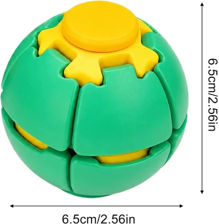 Press Spin Ball Topaç Bas Çevir Stres Topu 360° Dönen Fidget Oyuncak Yeşil El Parmak Oyuncağı