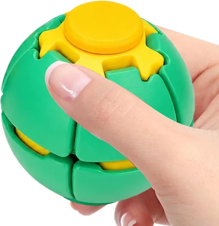 Press Spin Ball Topaç Bas Çevir Stres Topu 360° Dönen Fidget Oyuncak Yeşil El Parmak Oyuncağı