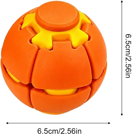Press Spin Ball Topaç Bas Çevir Stres Topu 360° Dönen Fidget Oyuncak Turuncu El Parmak Oyuncağı