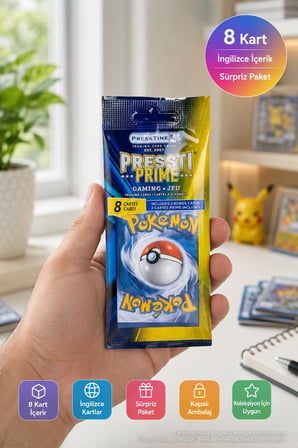 Pokémon Koleksiyon Kartı Presstine Pressti Prime Sürpriz 8 Kart İngilizce