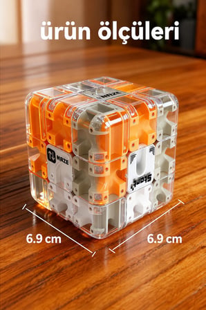 3D Labirent Küp Bulmaca Çelik Bilyeli Eğitici Zeka Oyuncağı Döner Duyusal Beceri Oyunu 6,9 cm