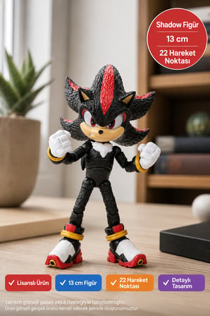 Sonic The Hedgehog 3 Shadow Aksiyon Figürü 22 Eklemli - 13 cm