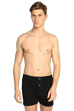 Erkek Siyah Penye Düğmeli Boxer 10'lu Paket
