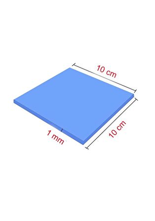 Termal Pad Chipset Ekran Kartı Soğutucu 10x10cm Silikon İletken Mavi 3 6w/mk