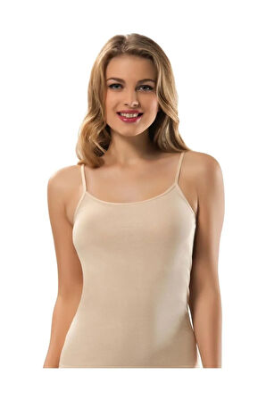 2153 Kadın Ten Ip Askılı Kaşkorse Atlet Yüzde Yüz Pamuk 3 Lü Paket