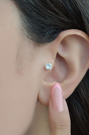 Arkası Düz Çelik Tektaş Tragus Piercing Helix Lob Kıkırdak