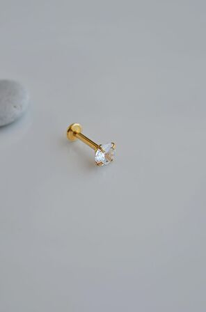 Arkası Düz Çelik Tektaş Tragus Piercing Helix Lob Kıkırdak