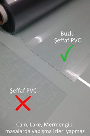 1,4 mm Renksiz Buzlu Şeffaf PVC Kalın Koruyucu Masa Örtüsü (Cam / Lake / Mermerde Yapışma İzi Yapmaz)