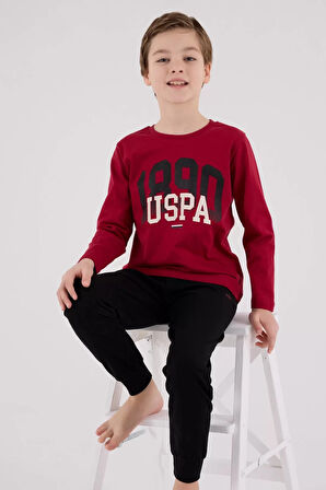 U.s. Polo Assn Uzun Kol Pijama Takım Us2203-4 Bordo