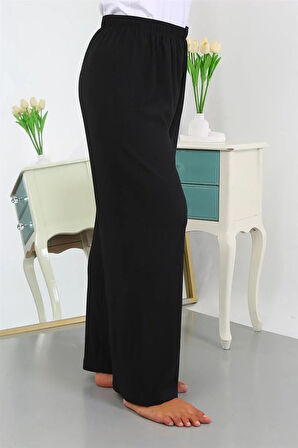 Moda Kadın Büyük Beden Bürümcük Pantolon Siyah
