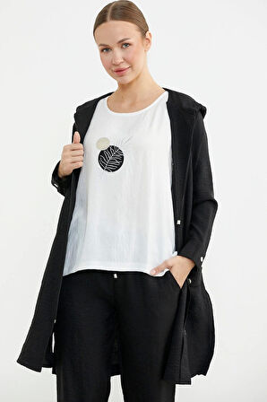 Sementa 76473 Büyük Beden Keten Görünümlü Üçlü Takım