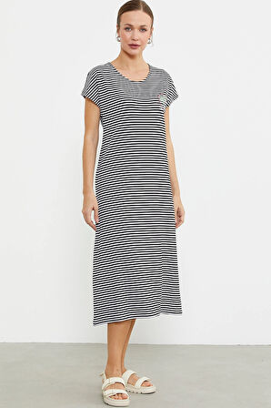 Sementa 77489 Nakış Detaylı Marine Penye Elbise