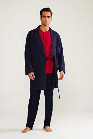 D's Damat 03000 5'li Robdöşambr Erkek  Damat Pijama Seti