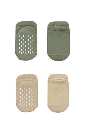 Bistyle 2'li Altı Havlu Sneakers Kaymaz Çorap 20501 Nil Bej