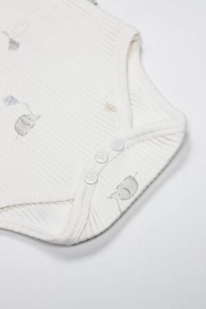 Bistyle Flying Elephant Yarım Kol 2'li Body 17116 Ekru Gri