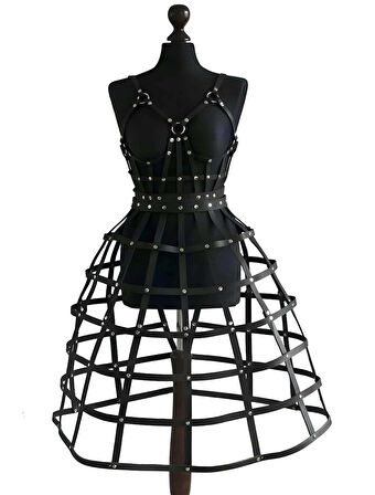 Kafes Tasarımlı Deri Alt Ve Üst Takım, Festival Kostümleri - Brf1013