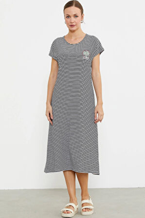 Sementa 77489 Nakış Detaylı Marine Penye Elbise