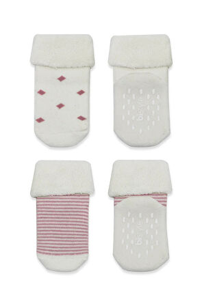 Bistyle 2'li Havlu Soket Kaymaz Çorap 10504 Ekru Pudra