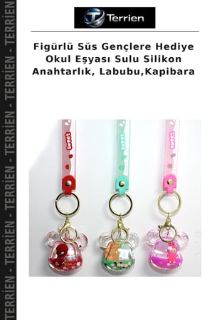 Figürlü Süs Gençlere Hediye Okul Eşyası Sulu Silikon Anahtarlık, Labubu,Kapibara