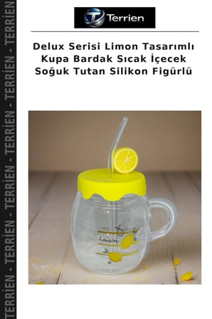 Delux Serisi Limon Tasarımlı Kupa Bardak Sıcak İçecek Soğuk Tutan Silikon Figürlü