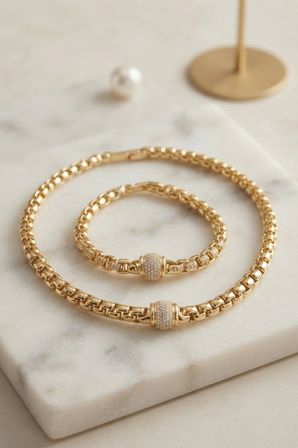 Xuping Singapur Zincir Model Kolye ve Bileklik Set