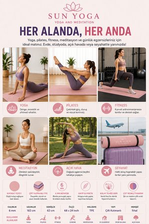 6 mm TPE Yoga Matı Kaymaz Çift Renkli Pilates Fitness Minderi