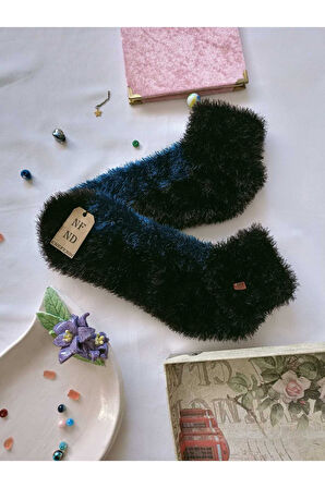 2 ÇİFT TÜYLÜ KIŞLIK TERMAL PATİK DİKİŞSİZ ÇORAP GÜLKURUSU LACİVERT ERKEK KADIN EV-PARTİ ÇORABI 36-41