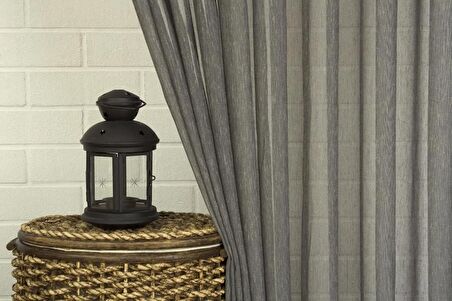 Massarelli Kırçıllı Keten Tül Antrasit  1-3 Sık Pile