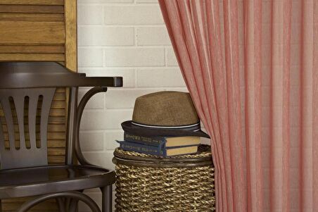 Massarelli Kırçıllı Keten Tül Kırmızı  1-3 Sık Pile