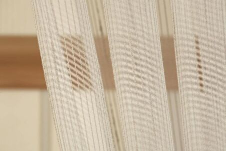 Massarelli Çizgili Şantuklu Keten Tül Bej Rengi  1-2 Seyrek Pile 
