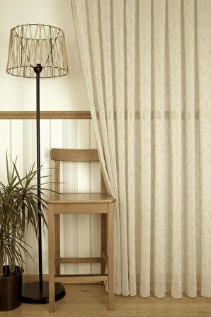 Massarelli Nopeli Keten Tül Bej Rengi  1-3 Sık Pile 