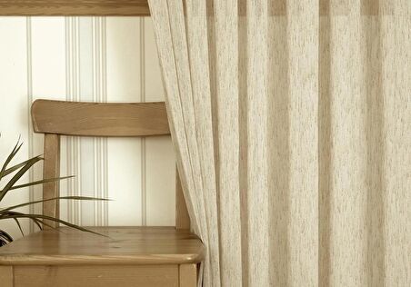 Massarelli Nopeli Keten Tül Bej Rengi  Pilesiz 