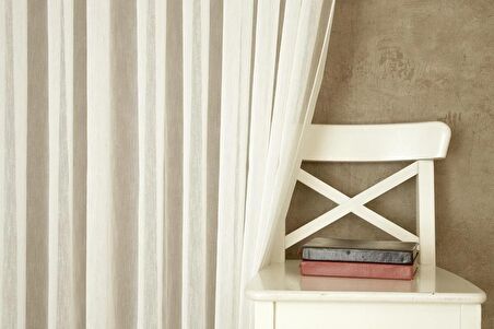 Massarelli Nopeli Keten Tül Ekru  Pilesiz 