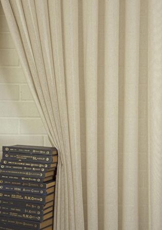 Massarelli Fantezi Bukle Tül Bej Rengi  1-3 Sık Pile