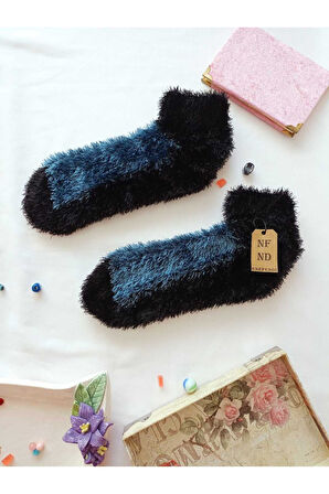 2 ÇİFT TÜYLÜ KIŞLIK TERMAL ÇORAP DİKİŞSİZ PELUŞ PATİK  KAHVE MAVİ ERKEK KADIN EV-PARTİ ÇORABI 36-41