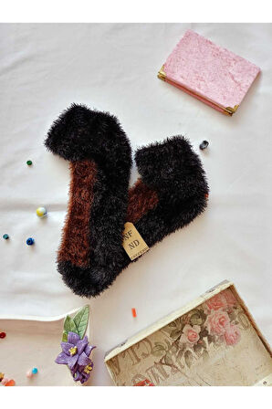 2 ÇİFT TÜYLÜ KIŞLIK TERMAL ÇORAP DİKİŞSİZ PELUŞ PATİK  KAHVE MAVİ ERKEK KADIN EV-PARTİ ÇORABI 36-41