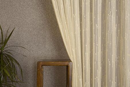 Massarelli Keten Tül Simli Krem 1-3 Sık Pile 