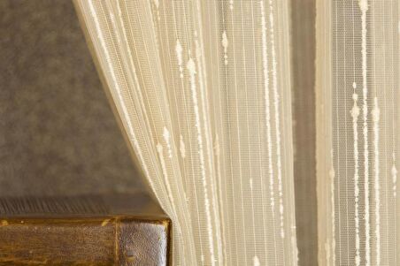 Massarelli Keten Tül Simli Krem Pilesiz 