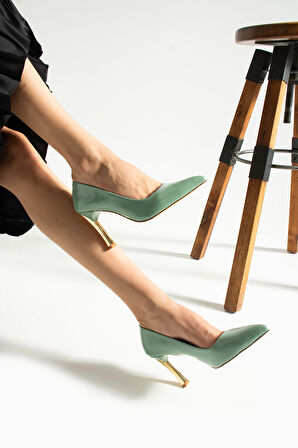 Yeşil Rugan Stiletto Konforlu Günlük Ve Özel Gün Kadın Topuklu Ayakkabı