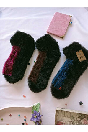 3 ÇİFT TÜYLÜ KIŞLIK TERMAL PATİK DİKİŞSİZ ÇORAP LACİ KAHVE FUŞYA ERKEK KADIN EV PARTİ ÇORABI 36-41