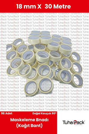 Maskeleme Bandı 18mm X 30m Krem (96 Adet) (Kağıt Bant) - Oto Boya, Fırın ve Dekorasyon Bandı