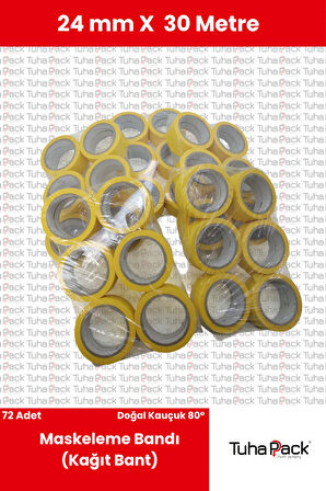Maskeleme Bandı 24mm X 30m Sarı (72 Adet) (Kağıt Bant) - Oto Boya, Fırın ve Dekorasyon Bandı