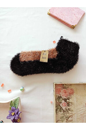 2 ÇİFT TÜYLÜ KIŞLIK TERMAL ÇORAP DİKİŞSİZ PELUŞ PATİK MOR VİZON ERKEK KADIN EV-PARTİ ÇORABI 36-41