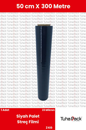 Streç Film 50cm X 250m 1 Adet, Siyah, 23 Mikron, 2000 Gr, Dayanıklı Eşya Ve Koli Streci