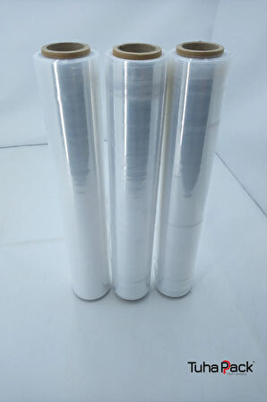 Streç Film 50cm X 300m 3 Adet, Şeffaf, 23 Mikron, 2500 Gr, Dayanıklı Eşya, Koli ve Palet Streci
