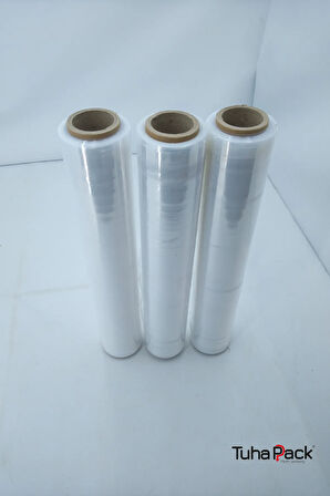 Streç Film 50cm X 300m 3 Adet, Şeffaf, 23 Mikron, 2500 Gr, Dayanıklı Eşya, Koli ve Palet Streci