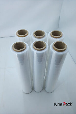 Streç Film 50cm X 300m 6 Adet, Şeffaf, 23 Mikron, 1000 Gr, Dayanıklı Eşya, Koli ve Palet Streci