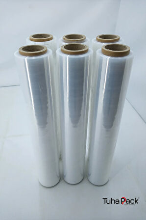 Streç Film 50cm X 300m 6 Adet, Şeffaf, 23 Mikron, 1000 Gr, Dayanıklı Eşya, Koli ve Palet Streci